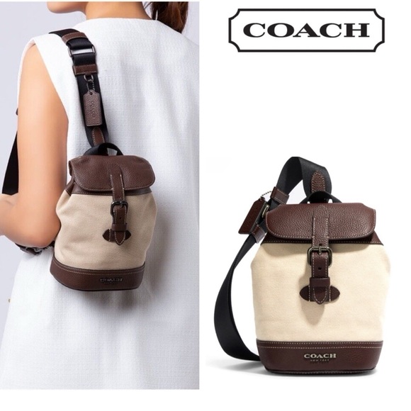 Coach Hudson Small Backpack Crossbody Unisex Canvas/Leather EUC - Picture 1 of 13